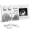 Baby Sonogram Picture Frame w/ Baby Countdown Weeks - Standard 4"x3" Ultrasound Photo - Pregnancy Announcements Ideas - Gender Reveal Baby-Shower Gift - New Mom Expecting Parents to Be Keepsake Gifts