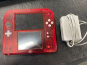 Nintendo 2DS Console Pokemon Clear Red Edition w/ Accessories - 4gb SD Card