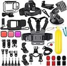 Kuptone 52 IN 1 Accessories Kit compatible with GoPro HERO 12/11/10/9 Black, Waterproof Housing+Filters +Silicone Case Kit+Head Chest Strap+Suction Cup/Bike Mount + Floating Grip Accessory Bundle