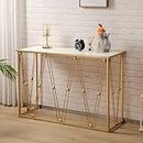 Weston Crafts Modern Gold Console Table Accent Entryway Table with Metal Frame, Entrance Table for Hallway, Sofa&Couch Side Table for Home, Living Room, Bedroom