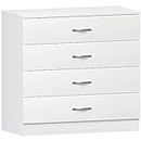 Vida Designs White Chest of Drawers, 4 Drawer Metal Handles Runners Anti-Bowing Support Furniture