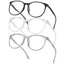 Aomig Blue Light Blocking Glasses, 3PC Blaulichtfilter Brille Gaming, Lesebrillen Sehhilfe Augenoptik Brille, Bildschirmbrille Unisex Schützt Die Augen Lindert Müdigkeit (Schwarz/Grau/Weiß)