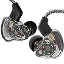 YINYOO CCZ Melody in-Ear Monitors Earphones Headphones Wired Earbuds Without Microphone IEM HiFi Bass with 1DD 1BA, Ear fins, 4N OFC Cable for Musicians, Singer, on Stage, Studio(no mic, Clear Black)