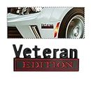 Veteran Edition Car Emblem, 3D Car Metal Decals Exterior Truck Stickers, 3M Strong Adhesive Letter Stickers Fender Badge for Men, Door Decoration Auto Accessories for Car Truck SUV (Black/Red)
