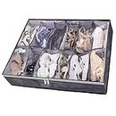 TUAKIMCE Under Bed Shoe Storage Organiser, Underbed Bag with Clear Lid, Foldable Under Bed Shoes Bag Fits 12 Pairs Total - Shoe Storage Ideas