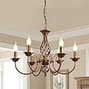 Jaycomey French Country Chandelier, Rustic 6 Light Bronze French Country Pendant Light Fixture, Vintage Metal Chandelier for Dining Room Kitchen Living Room Bedroom Hallway, E14 Base