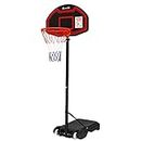 Everfit Basketball Hoop Stand System Height Adjustable Ring Net Backboard, Indoor Outdoor Kids Youth Ball Goal Game, 2.1M Portable with Wheels Base for Gift Black