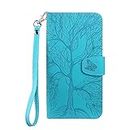 Samsung Galaxy S7 EDGE phone Case,Annuo Embossed Tree Butterfly Wallet case,Creative magnetic,protective cover with shockproof TPU,Stand function Card Slots-Blue