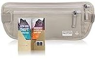 Travel Money Belt with RFID Block - Theft Protection and Global Recovery Tags (Beige)