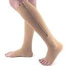 Paybox Zip Socks Compression Socks with Zipper Supports Leg Knee Stockings Open Toe Ankle Socks, 1 Pairs