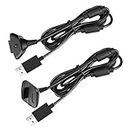 Reiso 2 Pack USB Charging Cable Wireless Charger for Xbox 360 Wireless Controller (Black)