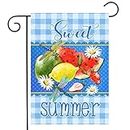 ShineSnow Sweet Summer Fruit Watermelon Strawberry Lemon Daisy Libelle Blue Plaid House Flag 71,1 x 101,6 cm Double Sided Polyester Welcome Large Yard Garden Flag for Patio Lawn Home Outdoor Decor