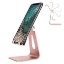 urmust Adjustable Cell Phone Stand, Phone Stand: Aluminum Cradle, Dock, Holder Compatible with iPhone15,14, 13,XR 8 X 7 Plus SE 5 5S 5C, Accessories Desk, Android Smartphone(Rose Gold)
