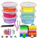 Firstly Traders Combo 12pcs Clay (1 Sets of 12 Colors)+6 Slime+ Straws+ Glitter+ Tools DIY Crafts Kit Set for Girls and Boys