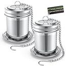 House Again 2 Pack Tea Infuser, Extra Fine Mesh Tea Infusers for Loose Tea, 18/8 Stainless Steel Tea Strainer with Extended Chain Hook, Tea Steeper for Brew Tea, Spices & Seasonings