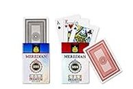 Meredian 555 Gold Premium Exclusive Meredian 555, Paper Playing Cards, Bridge Size, Regular Index, Red & Black, Pack of 2 for Adult