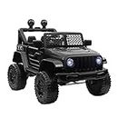 HOMCOM Kids Electric Ride On Car 12V Off Road Toy with Parental Remote Control 2 Motors Horn Lights Suspension Wheels for 3-6 Years Old Black