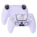 GeekShare Adorable Bear PS5 Controller Skin Set, Featuring 2 Thumb Grip Caps and 1 Sticker, Anti-slip Silicone Protective Cover Skin Case for Playstation 5 Wireless Controller - Purple