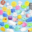 FLY2SKY 28pcs Mochi Squishy Toys Mini Squishies Kawaii Animal Squishys Party Favors Easter Egg Fillers for Kids Unicorn Cat Panda Animal Squeeze Toy Stress Relief Toy Class Prize, Random