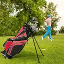 Golf Stand Bag 6 Way Divider Golf Carry Bag w/ Straps & 7 Storage Pockets Red