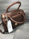CALVIN KLEIN Lock Brown Satchel Leather Strap Included Handbag