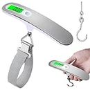 Luggage Scale, High Precision Digital Travel Scale, Handheld Electronic Scale with Hook Backlit LCD Display, 110lb/50kg Ideal for Backpack Suitcase or Carry-on Luggage (Silver)
