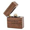 MUUJEE Slim Engagement Ring Box - Engraved Wooden Ring Box for Wedding Ceremony Engagement Proposal, Ring Bearer Box, Christmas Birthday Gift Ideas (The One)