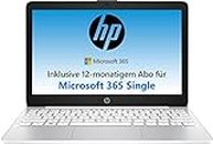 HP Stream Laptop | 11,6" HD Display | Intel Celeron N4120 | 4GB DDR4 RAM | 64GB eMMC | Intel Grafik | Windows 11 S-Mode | QWERTZ Tastatur | Weiß | inkl. Microsoft Office 365 Single