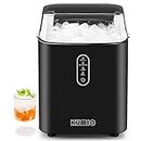 KUMIO Ice Makers Countertop, Portable Compact Ice Maker, 2 Sizes of Bullet Ice, 12kg/24 hrs, Self-Cleaning Ice Machine for Home Office Party Boat RV, Ice Scoop and Basket, Black