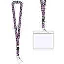 Lanyard Neck Strap with Card Holder, Includes Neck Lanyard Straps and Transparent Badge Holder Clear Card Holder Waterproof for Keys ID Card (Pink)