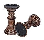 Light & Pro Hand Crafted Wooden Pillar Candle Holders, Ideal for LED and Pillar Candles, Gifts for Wedding, Party, Home, Spa, Reiki, Aromatherapy, Votive Candle Gardens - 7.5 Inch Set of 2 - Burnt