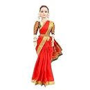 Maalona | Geetha | Indian Doll in Saree with Flower Garland | Traditional Doll Set for Girls| Fully Foldable | Long Hair | Hand-Stitched Saree | Pretend Play Doll (11.3 Inch, Red & Golden)
