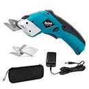 VLOXO Cordless Electric Scissors with 2 Blades Rechargeable Powerful Shears Cutting Tool for Fabric Cardboard Carpet Leather Felt with Charger