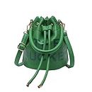 The Bucket Bag for Women, Small Leather Bucket Bag Purses, Crossbody/Handbag/Hobo Bag(7.9 * 7.9 * 8.3in), Green, PU Leather