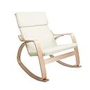 Artiss Rocking Chair Cushion Wooden Armchair Recliner Chairs Lounge Dining Nursing Seat Reading Seating Chaise Lounges Home Living Room Bedroom Furniture, Beige Fabric, with Removable Cover