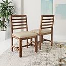 Amazon Brand - Solimo Gretna Single Seater Cushioned Dining Chair (Solid Sheesham Wood, Natural Finish, Set of 2)