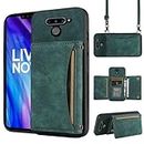 Phone Case For LG V40 ThinQ Wallet Cover with Crossbody Shoulder Strap and Leather Credit Card Holder Pocket Slim Stand Cell Accessories LGV40 Storm V 40 Thin Q V40ThinQ LG40 40V 40ThinQ Girls Green