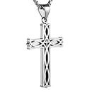 HZMAN Men's Stainless Steel Infinity Celtic Cross Irish Knot Pendant Necklace 22+2" Link Chain (Silver)