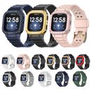 Band Case for Fitbit Versa 3/4/Lite/Sense Rugged Men Sport Band Protective Cover