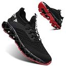 Vooncosir Men's Fashion Sneakers Breathable Mesh Running Shoes Blade Non Slip Soft Sole Casual Athletic Walking Shoes, 17-black/Red, 10