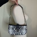 Michael Kors black gray and silver snakeskin print leather small shoulder bag