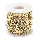 Jaydis 16.4 Feet Aluminum Curb Chains 2mm Twisted Links Cross Cable Chains Golden Plated with Spool for Pendant Necklace Jewelry Making
