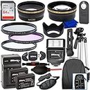 Ultimaxx 58MM Accessory Kit for Canon EOS Rebel T7, T6, T5, T3, T100, 4000D, 3000D, 2000D, 1500D, 1300D, 1200D 1100D, and More; Includes: 2X LP-E10 Batteries, Filter Kits, Backpack & More