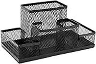 LYDL Mesh Desk Organizer with 4 Compartments, Office Organizer Supplies Accessories for Desk Accessories, Suitable for Home, Office, or Students, Black