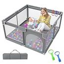 Baby Playpen 90cmX90cm Sturdy Safety Infant Activity Center with Anti-Slip Suckers and Super Soft Breathable Mesh.