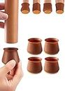 Rendol Enterprise 4 Pcs Silicone Chair Leg Caps with Soft Felt Bottom Furniture Chair Leg Floor Protectors Free Moving Furniture Foot Protection Cover Prevents Scratches and Noise (Brown)