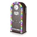 iTek I60026 Floorstanding LED Colour-Changing Bluetooth Karaoke Jukebox with CD Player, Microphone, 2 x 10W, Brown/Wood