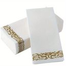 Value Pack 50pcs Disposable Hot Stamping Dust-free Napkins, Printing Design Process, Elegant And Delicate Soft Tissue Napkins For Restaurants Hotels, Family Gathering Party Wedding Banquet Supplies