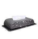 Car Accessories Bling Bling Crystal Car Tissue Box Paper Towel Cover Holder Napkin Case Diamond Rhinestone Automobile Accessories For Women Girl (Color : Black with Mat)