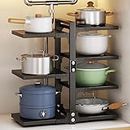 Pot Rack Organizers：CASONNIK 7-Tier Adjustable Heavy Duty Pan Organizer Rack for Cabinet ，Multiple Use Modes，Pot Rack & Pan Rack for Kitchen Counter and Cabinet